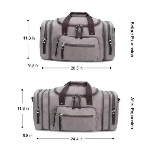 New Canvas Duffle Bag Large Capacity Grey - Picture 2 of 6